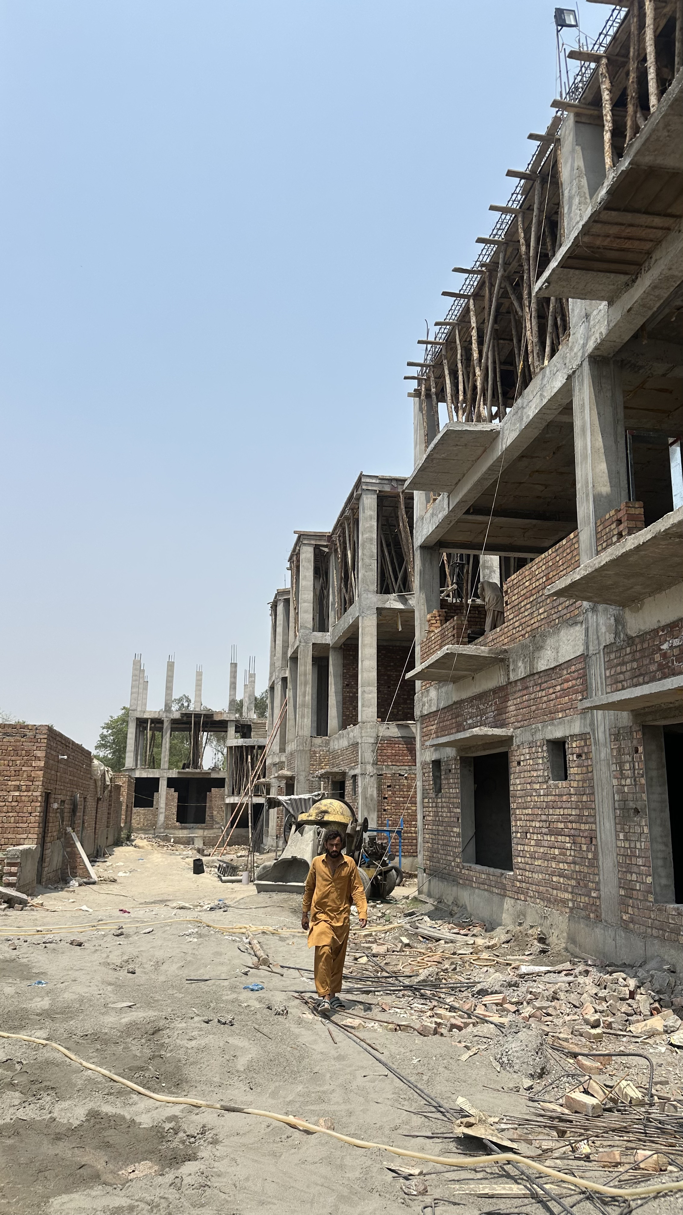 Multi-storey building frame under construction